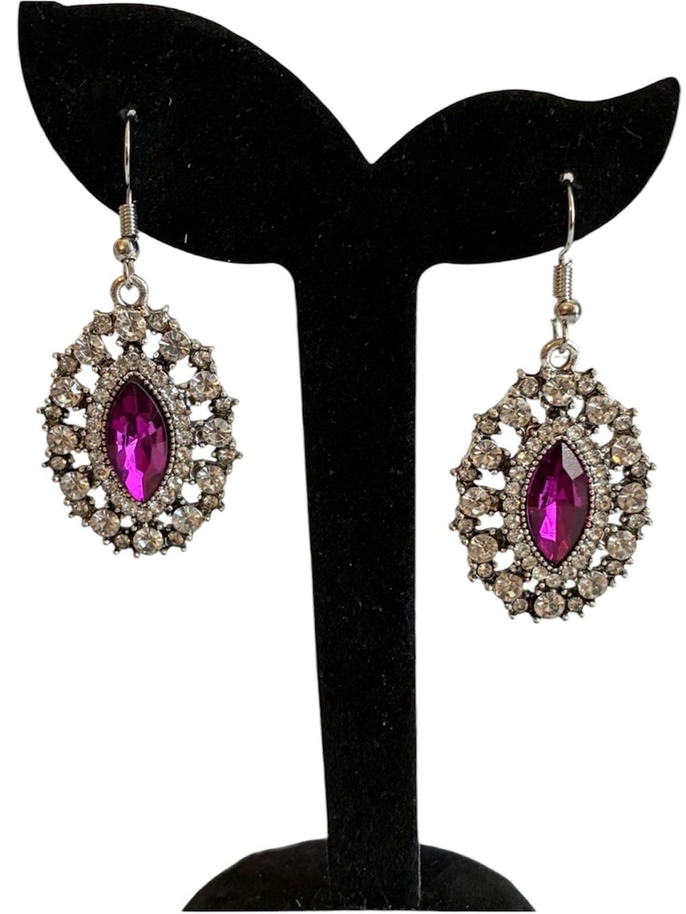 Vintage Elegant Purple Crystal Drop Earrings by